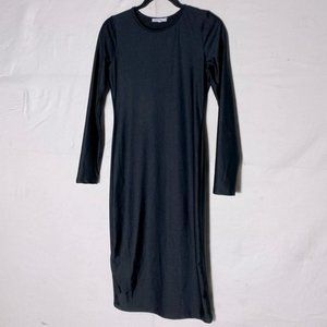 Antistar black long sleeve crew neck bodycon midi dress S